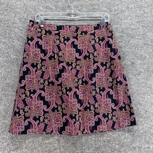 Margaret M Skirt Women M Medium Black Geometric A-Line Midi Zipper Rayon Casual